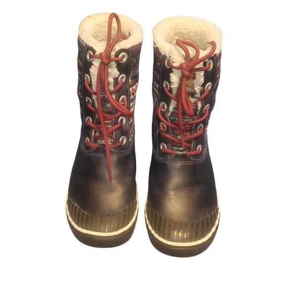 Keen Elsa Size 6 Womans Waterproof Faux Leather Winter Insulated Boot Aztec Navy - Picture 2 of 10